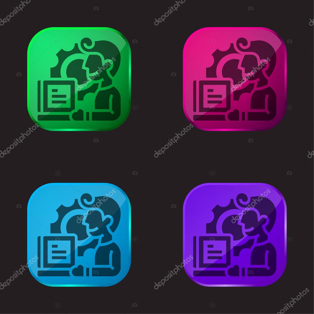 Application four color glass button icon