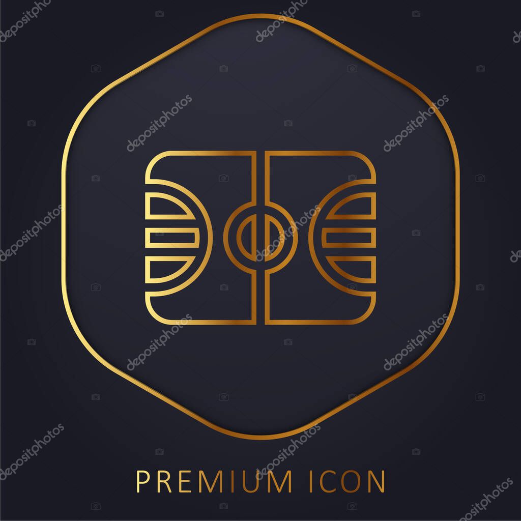 Basketball Court golden line premium logo or icon