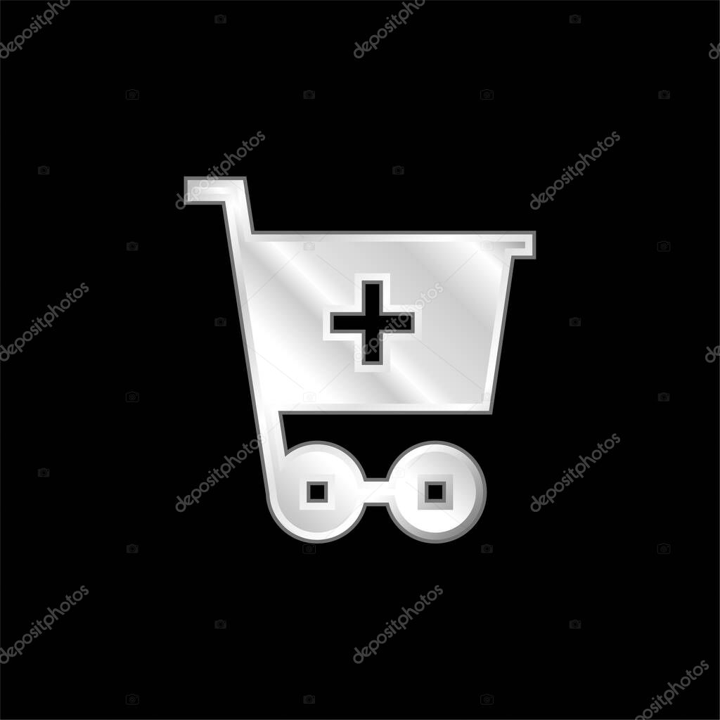 Add To Cart silver plated metallic icon