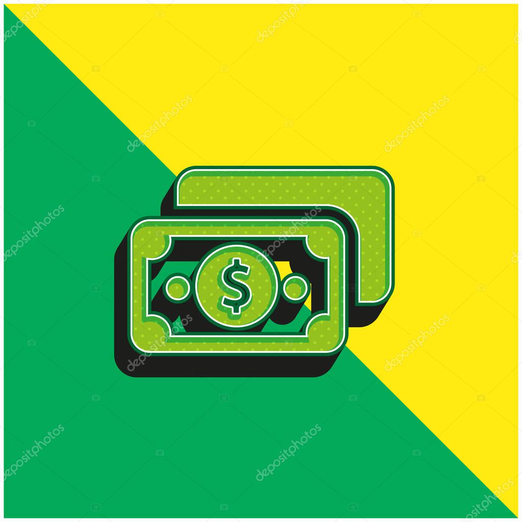 Bill Green and yellow modern 3d vector icon logo