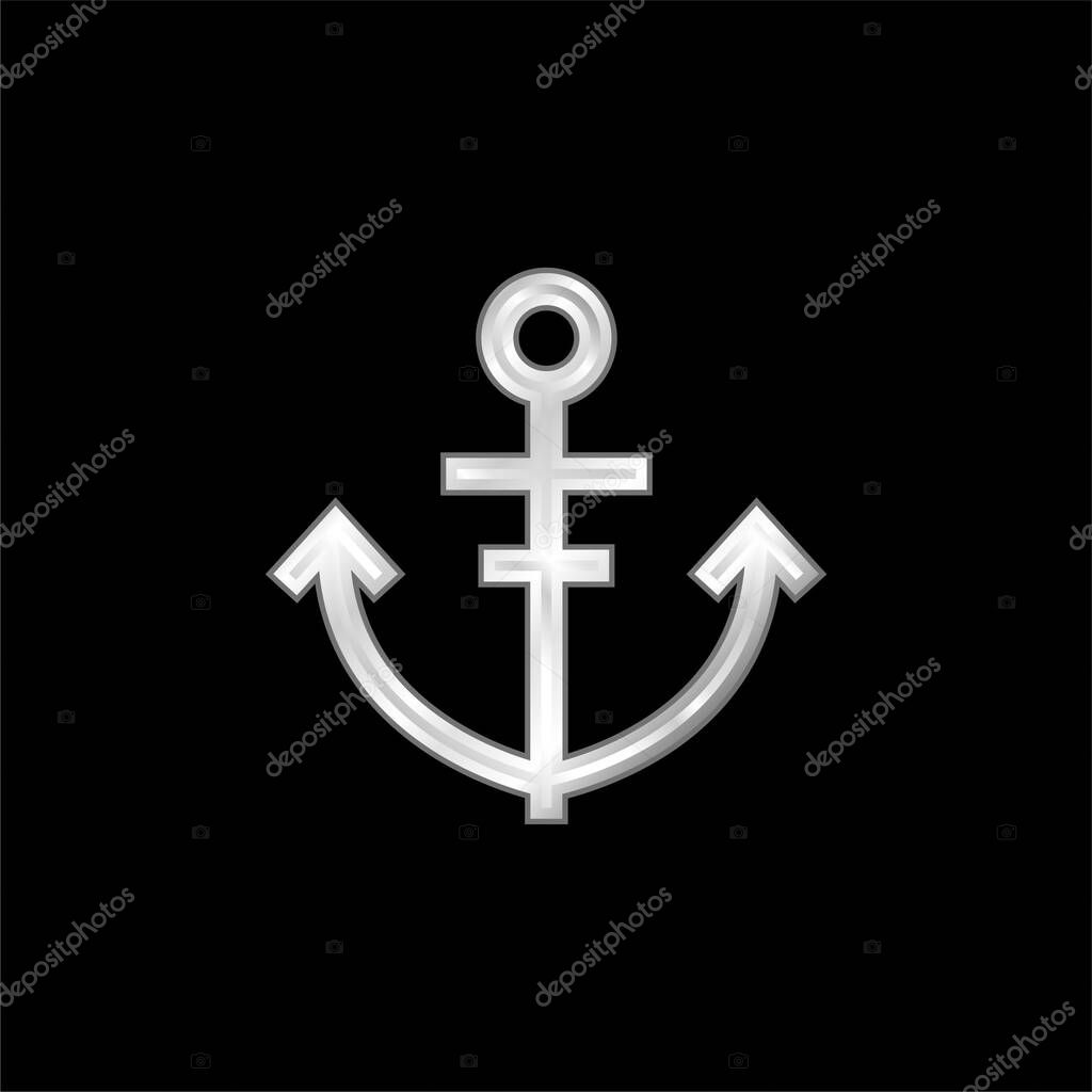 Anchor silver plated metallic icon