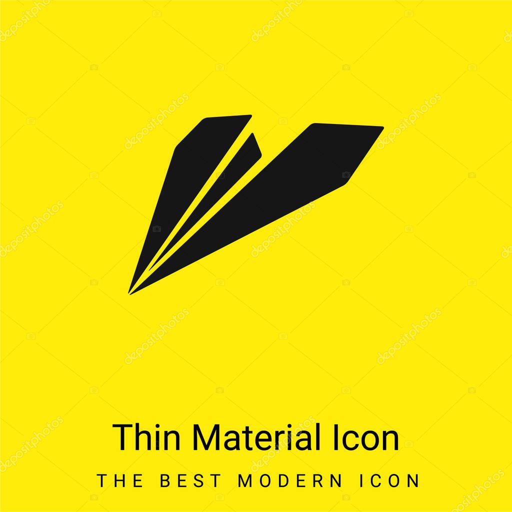 Black Origami Plane minimal bright yellow material icon