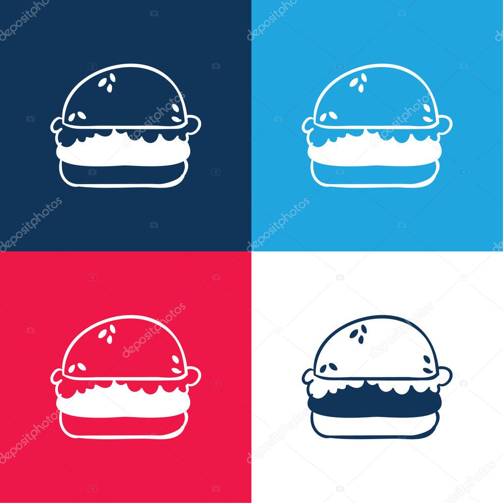 Bread blue and red four color minimal icon set