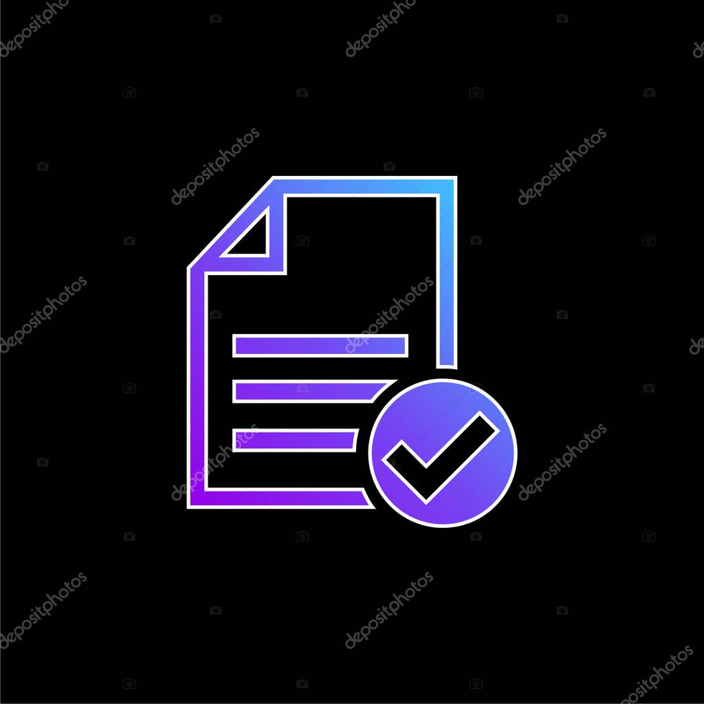 Accept File Or Checklist blue gradient vector icon