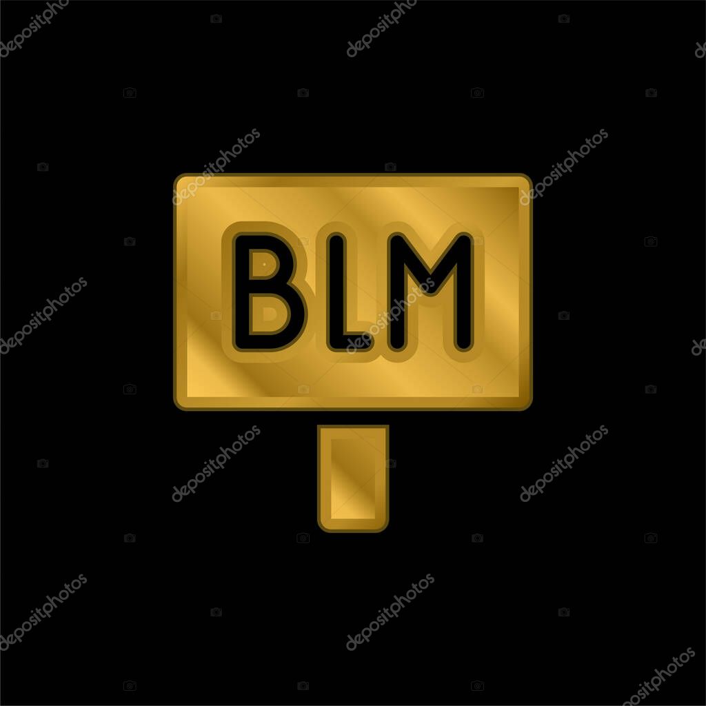 Black Lives Matter gold plated metalic icon or logo vector