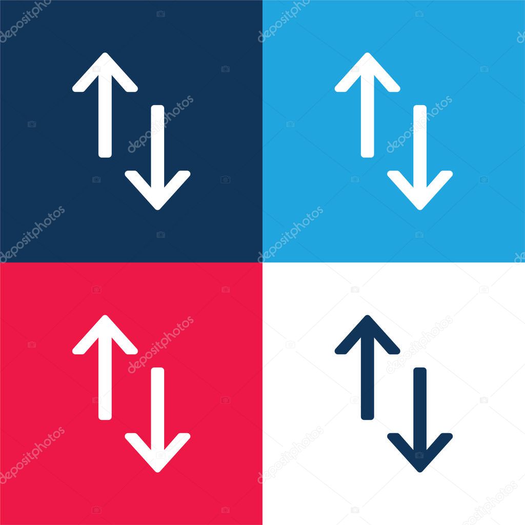 Arrows blue and red four color minimal icon set