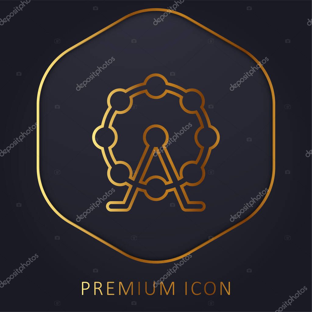 Big Ferris Wheel golden line premium logo or icon