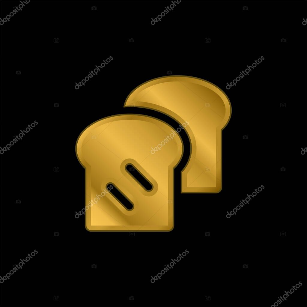 Bread gold plated metalic icon or logo vector