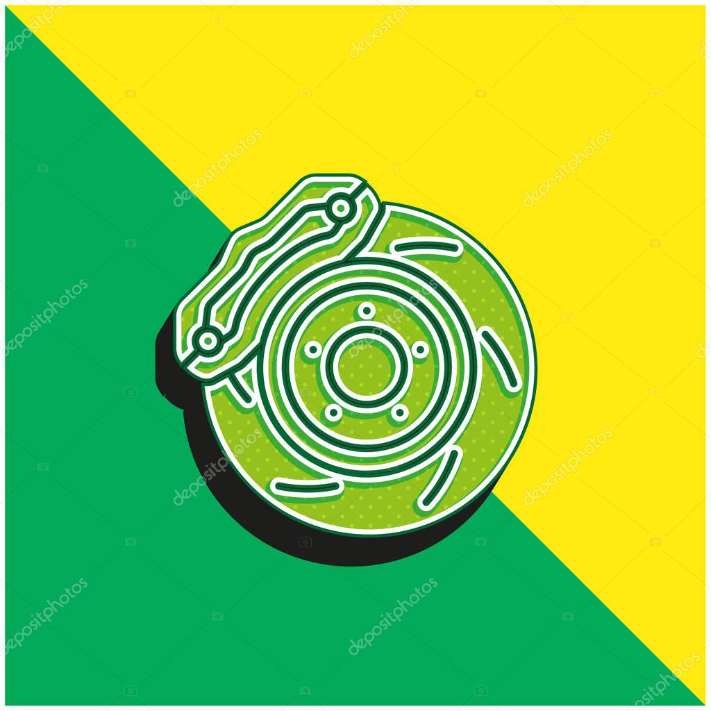 Brake Green and yellow modern 3d vector icon logo