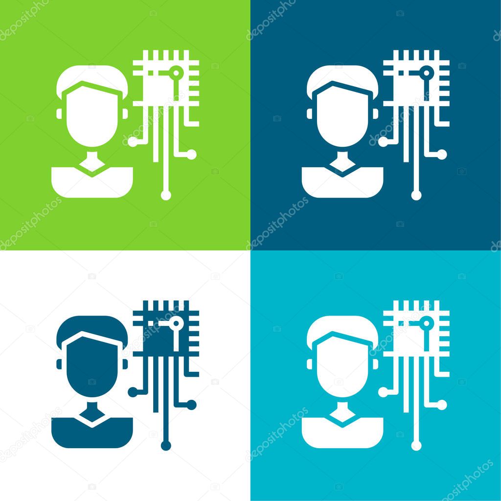 Artificial Intelligence Flat four color minimal icon set