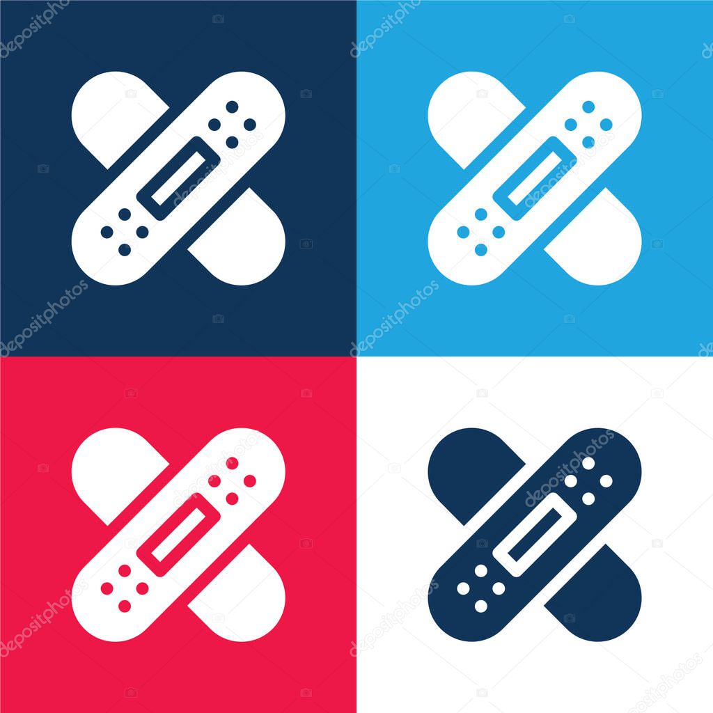Bandage blue and red four color minimal icon set