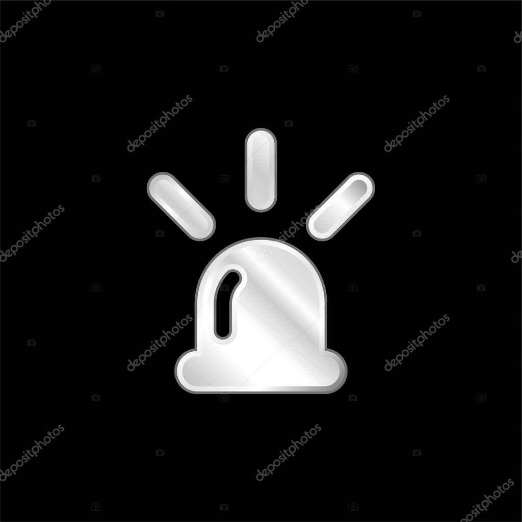 Alarm silver plated metallic icon