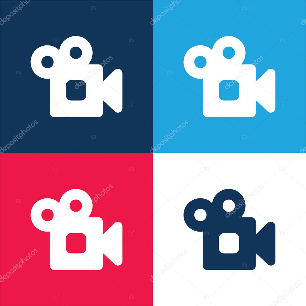 Analogic Video Camera blue and red four color minimal icon set