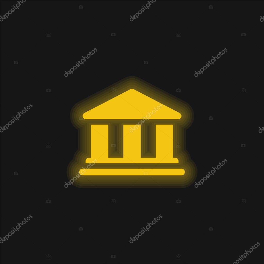 Bank yellow glowing neon icon