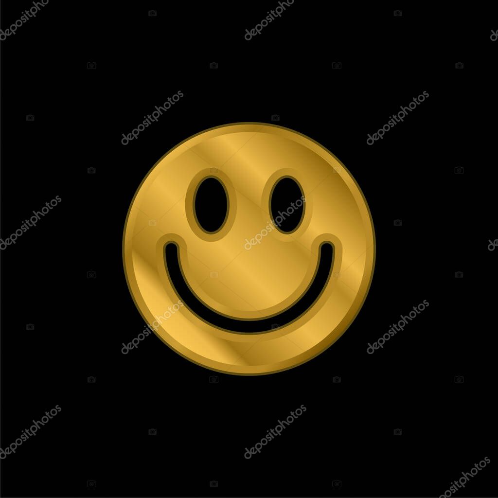 Big Smiley Face gold plated metalic icon or logo vector