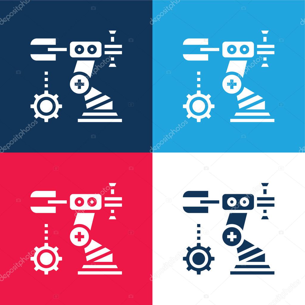 Assembly blue and red four color minimal icon set