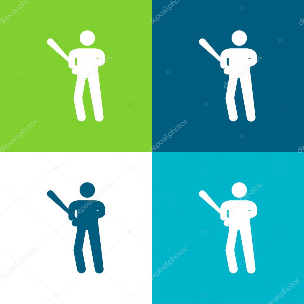 Baseball Player Flat four color minimal icon set