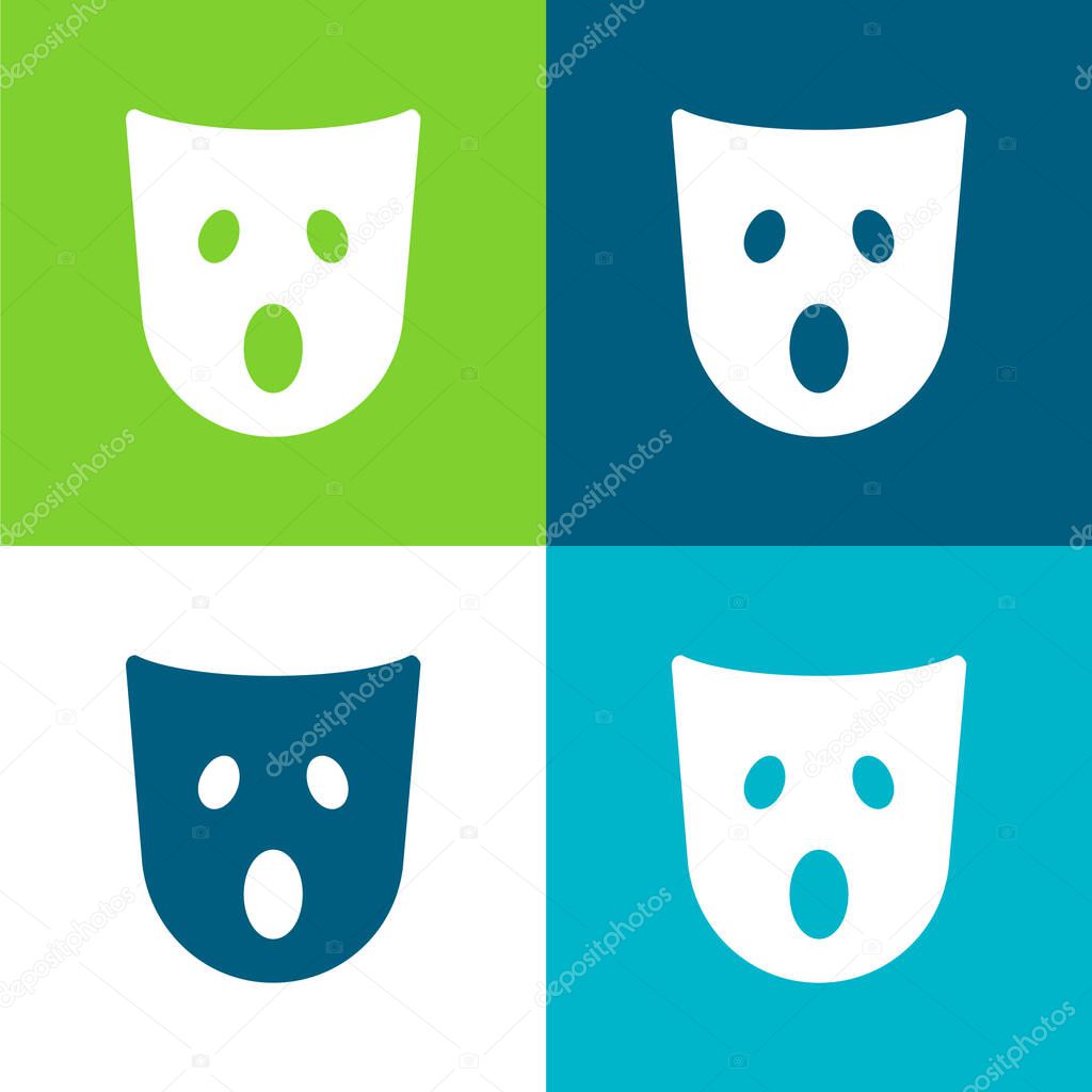 Astonishment Mask Flat four color minimal icon set