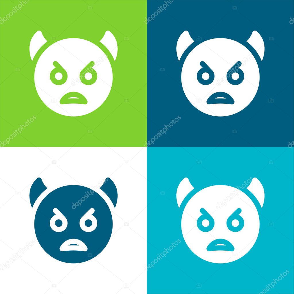 Angry Flat four color minimal icon set