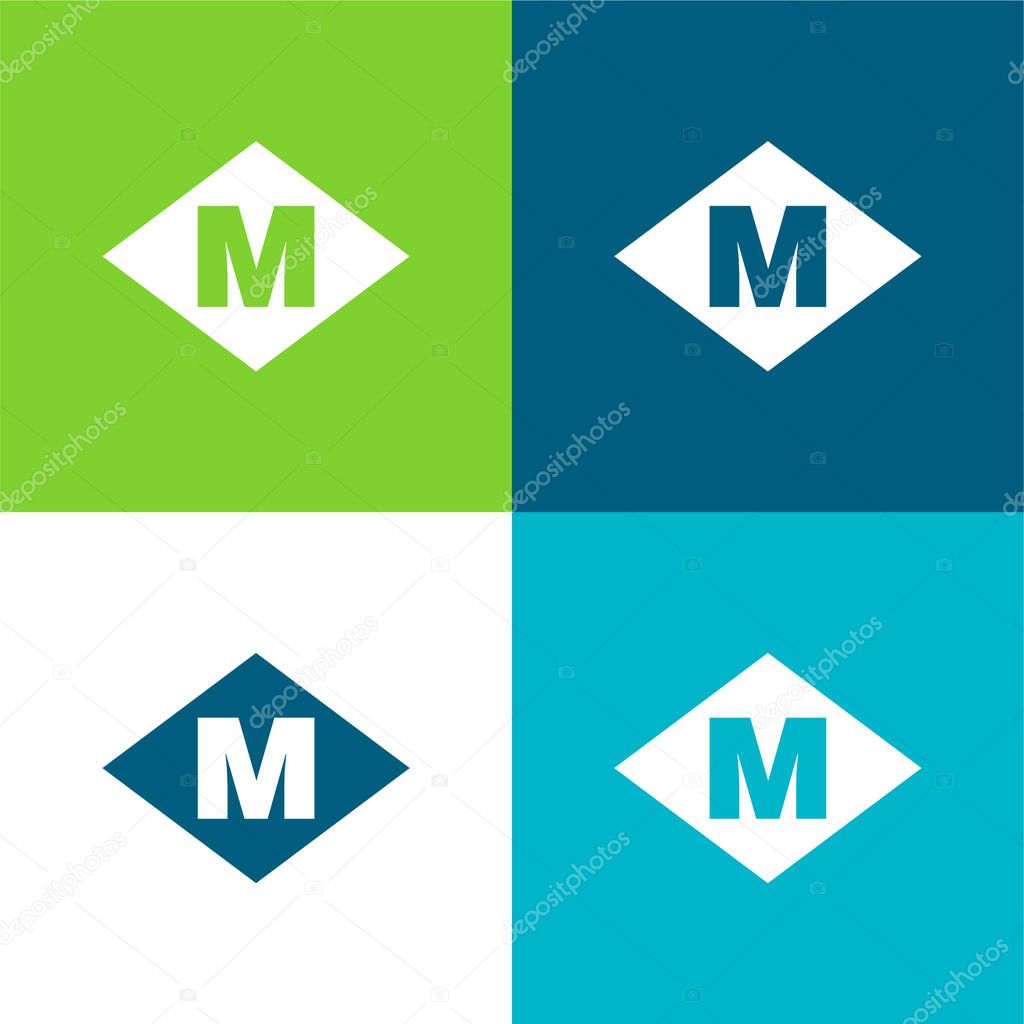 Barcelona Metro Logo Flat four color minimal icon set