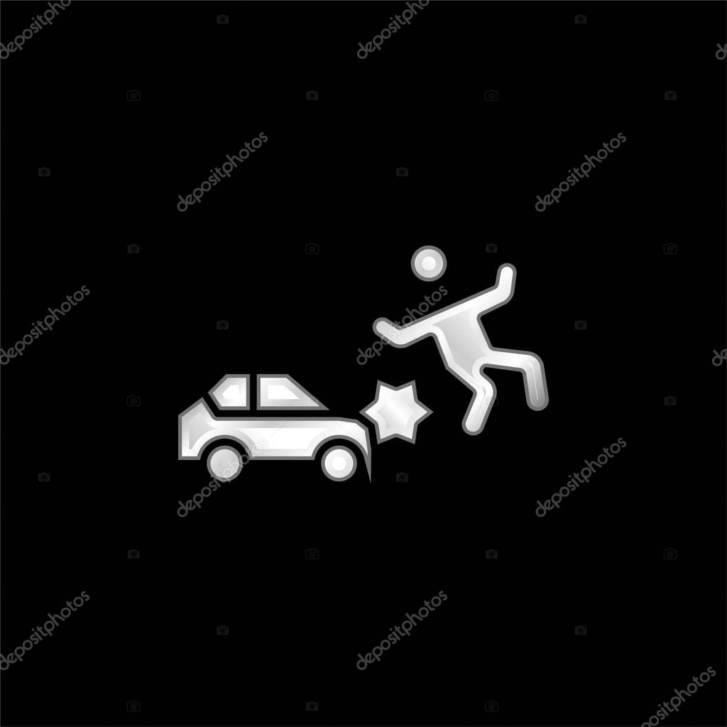 Accident silver plated metallic icon
