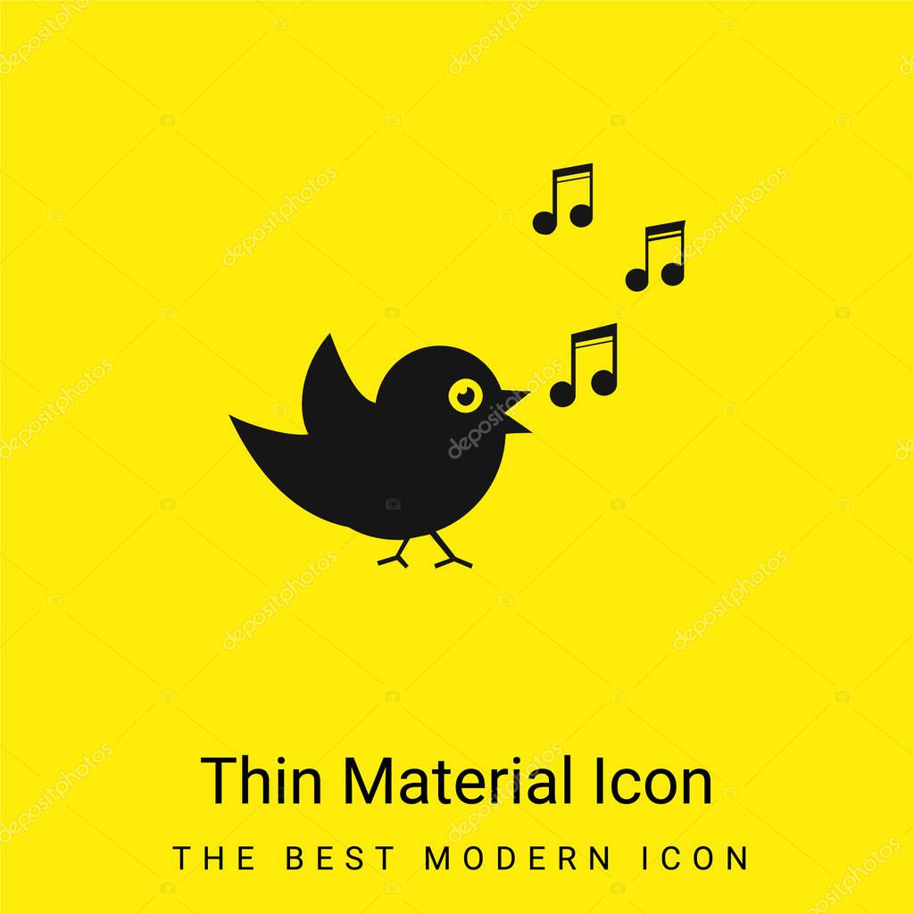 Bird Singing With Musical Notes minimal bright yellow material icon
