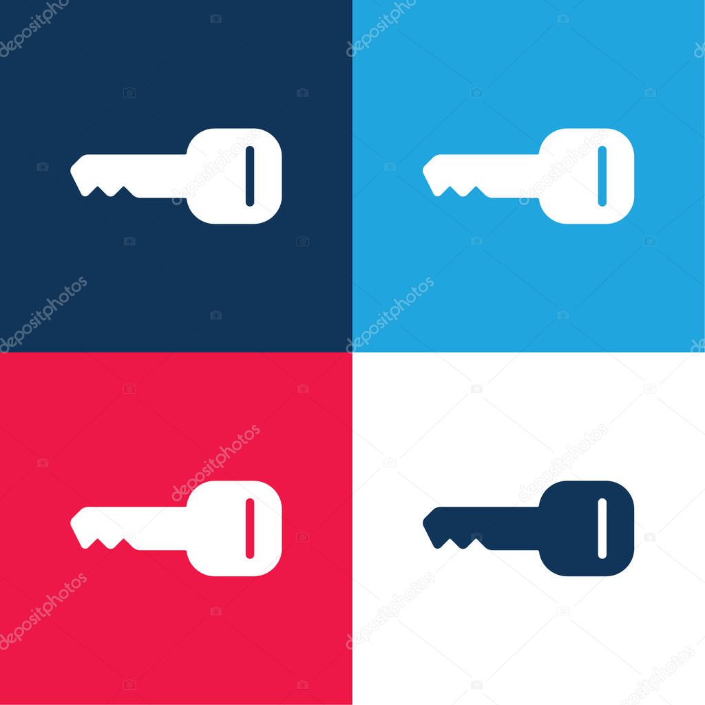 Black Key Horizontal Shape blue and red four color minimal icon set