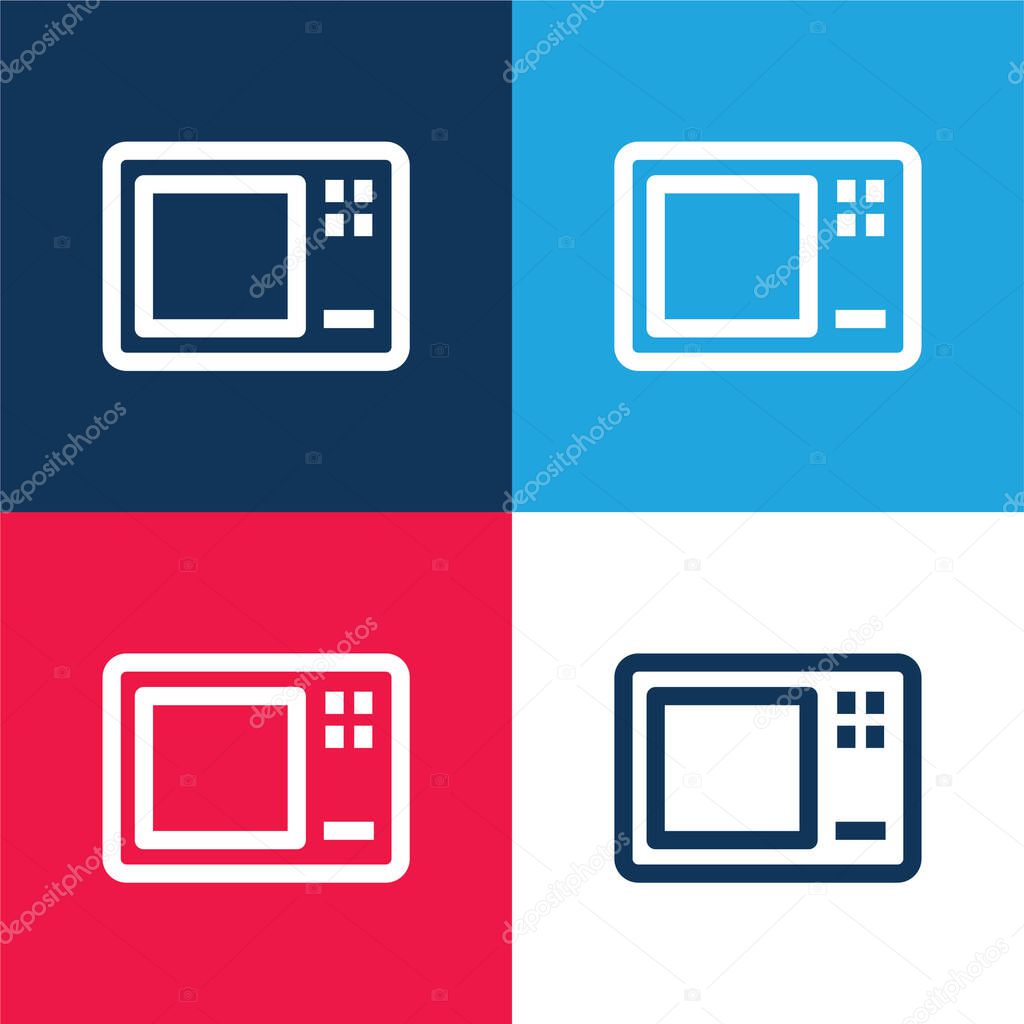 Big Microwave Oven blue and red four color minimal icon set