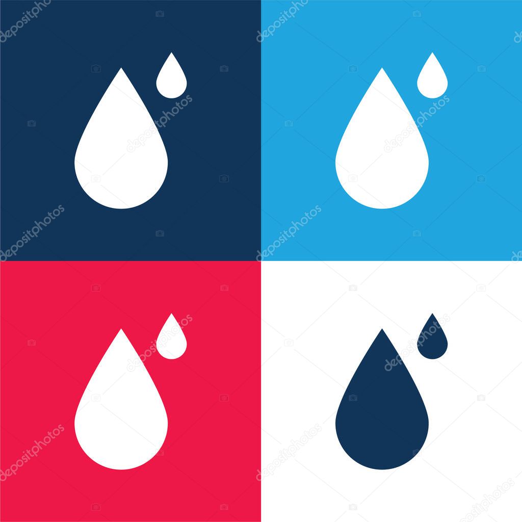 Big And Small Drops blue and red four color minimal icon set