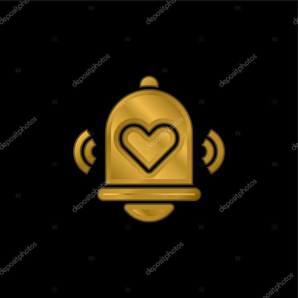 Bell gold plated metalic icon or logo vector