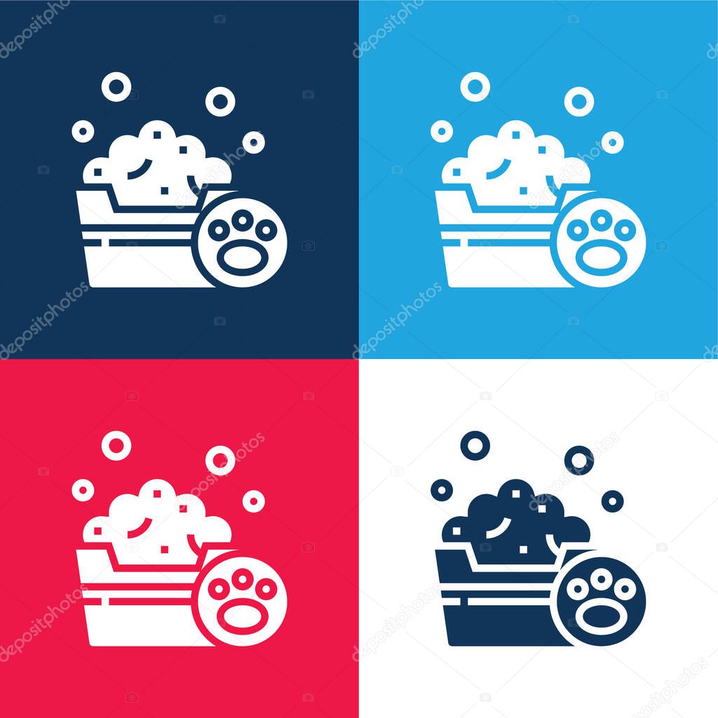 Bathing blue and red four color minimal icon set
