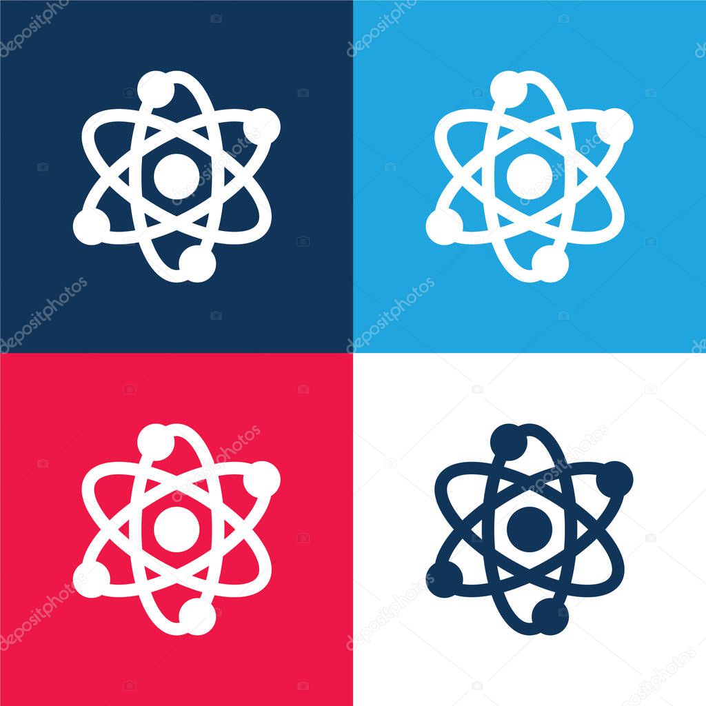 Atoms blue and red four color minimal icon set