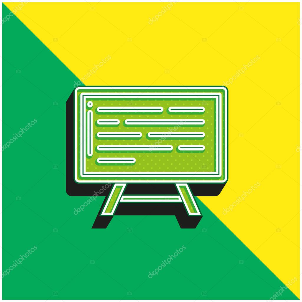 Board Green and yellow modern 3d vector icon logo