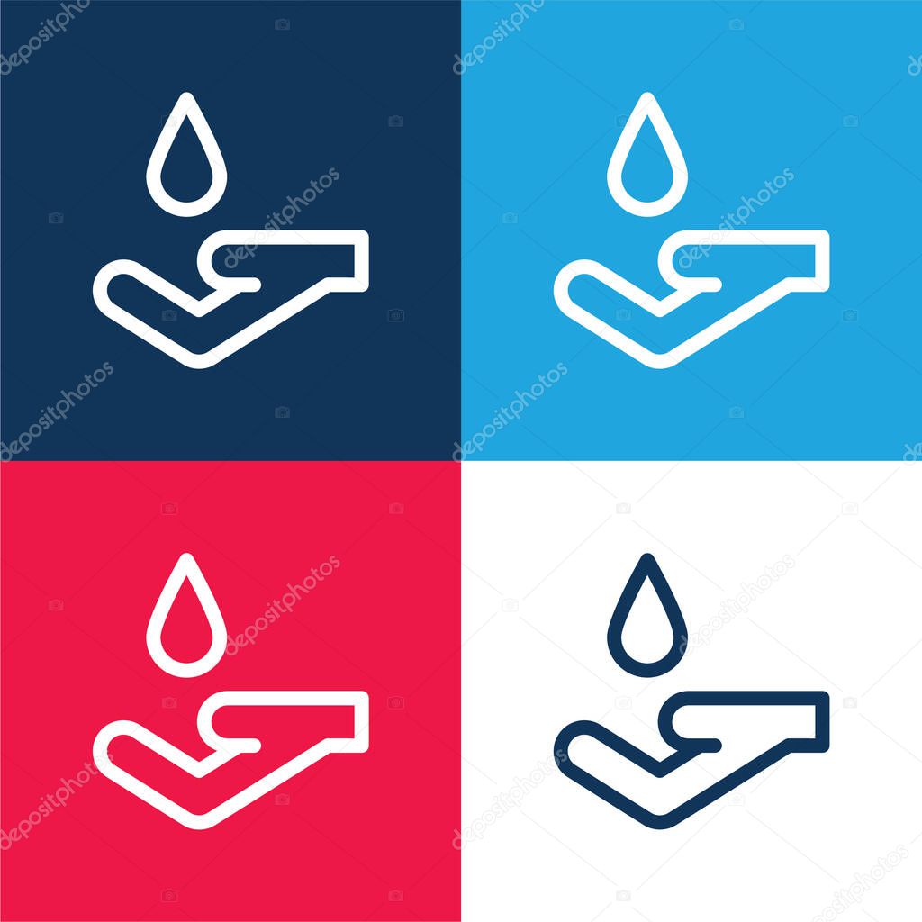 Blood Donation blue and red four color minimal icon set