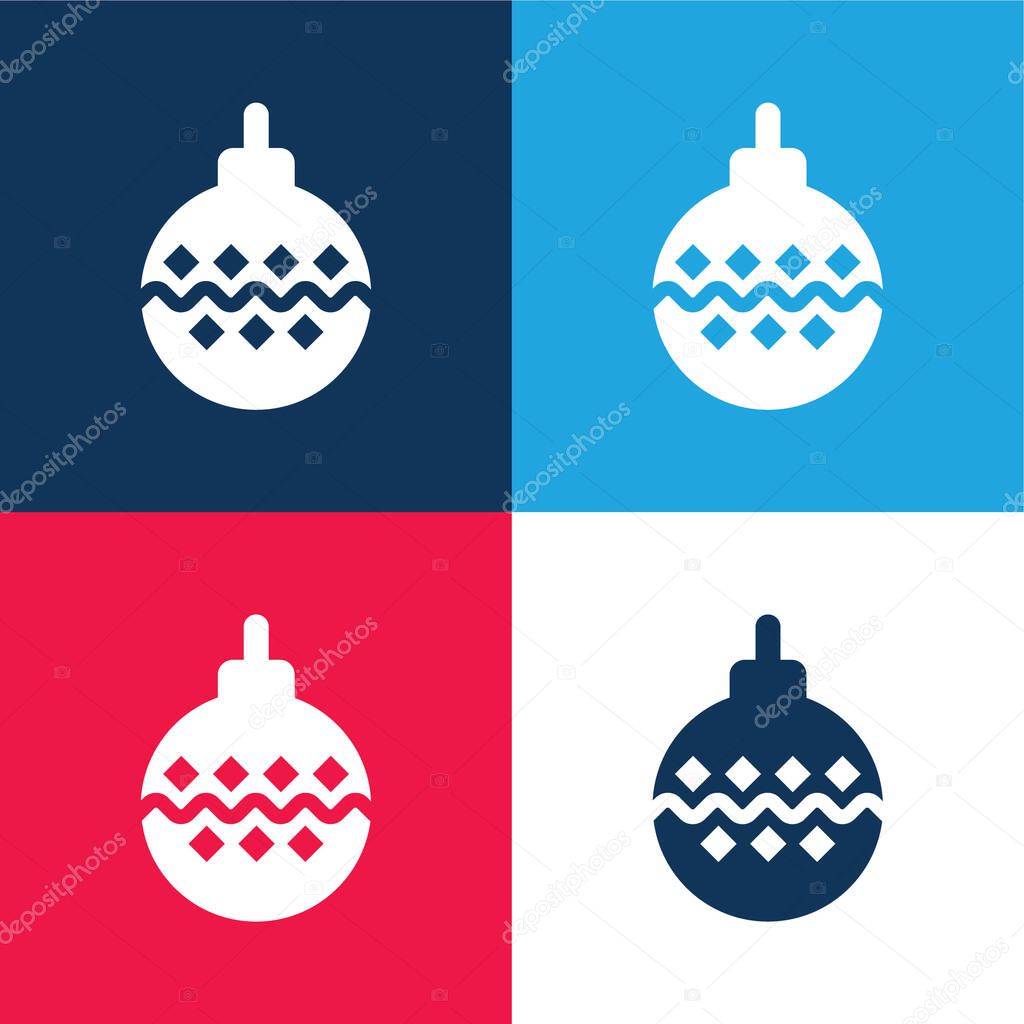 Bauble blue and red four color minimal icon set
