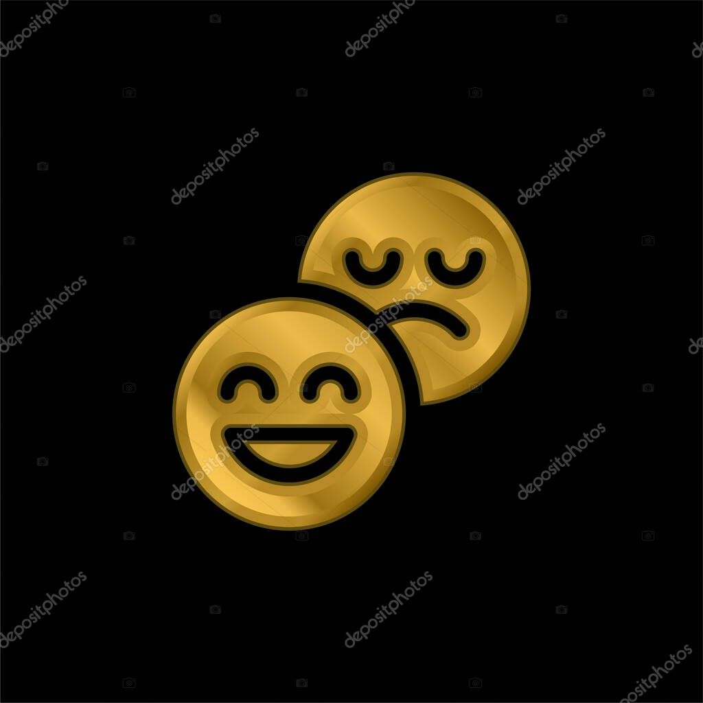 Attitude gold plated metalic icon or logo vector