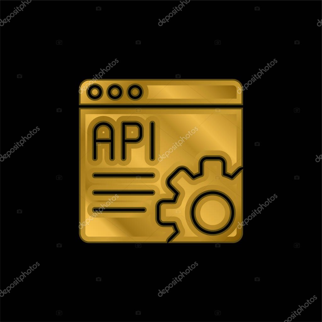Api gold plated metalic icon or logo vector
