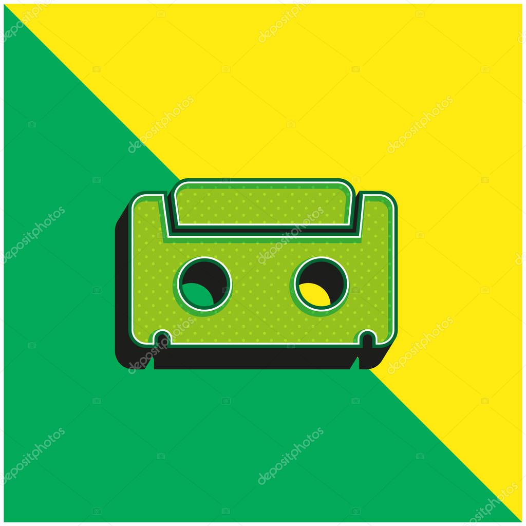 Audiotape Green and yellow modern 3d vector icon logo