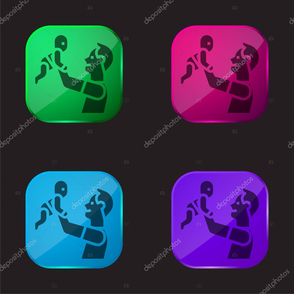 Baby four color glass button icon