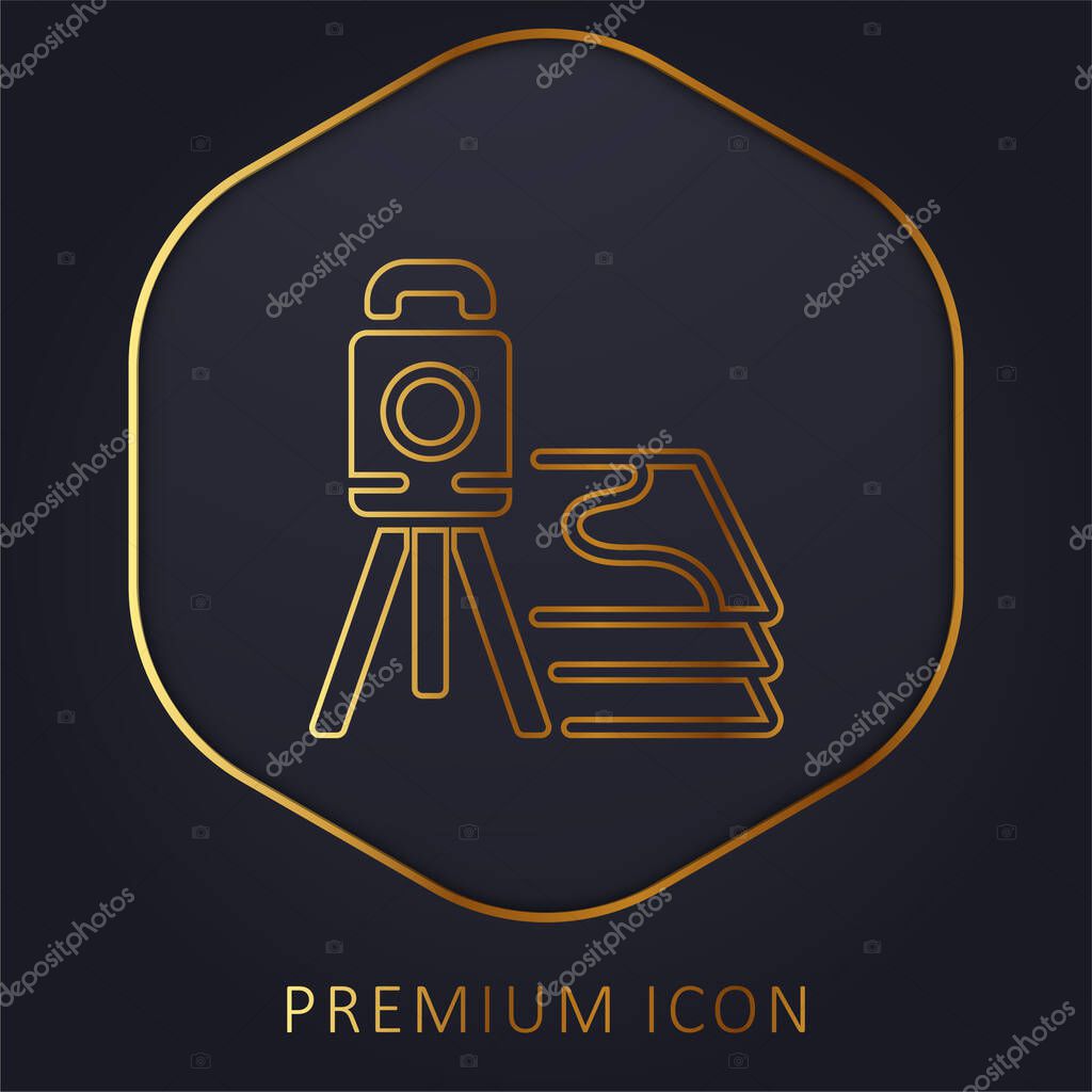 3d Scanner golden line premium logo or icon
