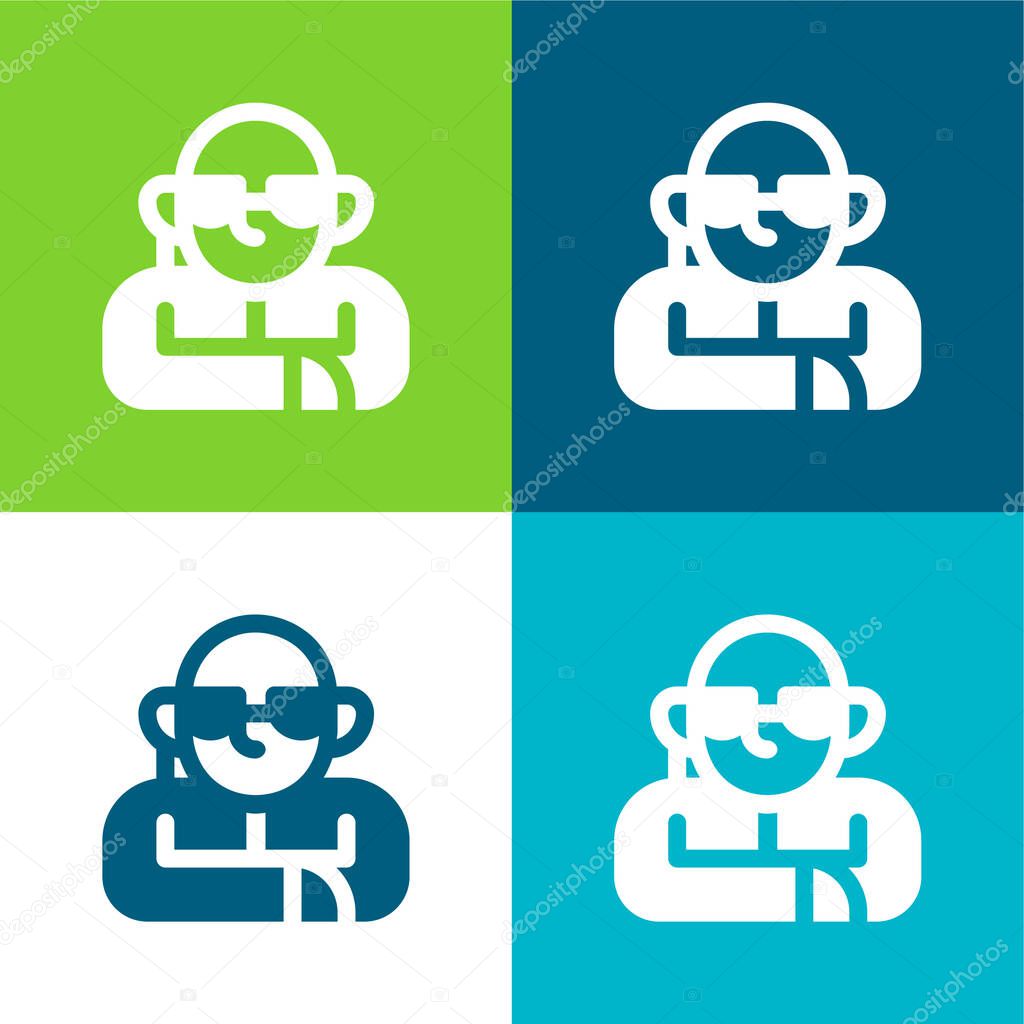 Bodyguard Flat four color minimal icon set