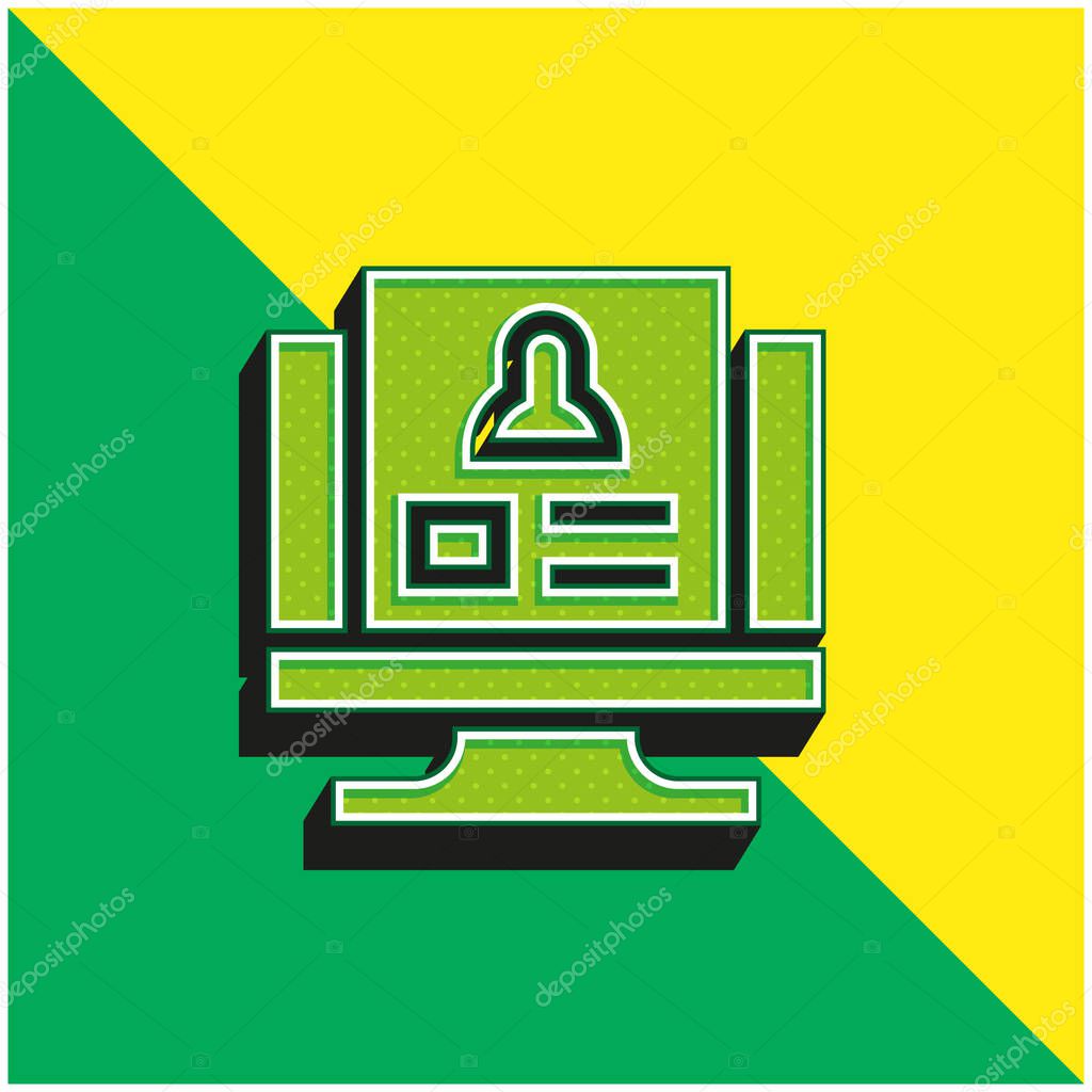 Background Check Green and yellow modern 3d vector icon logo