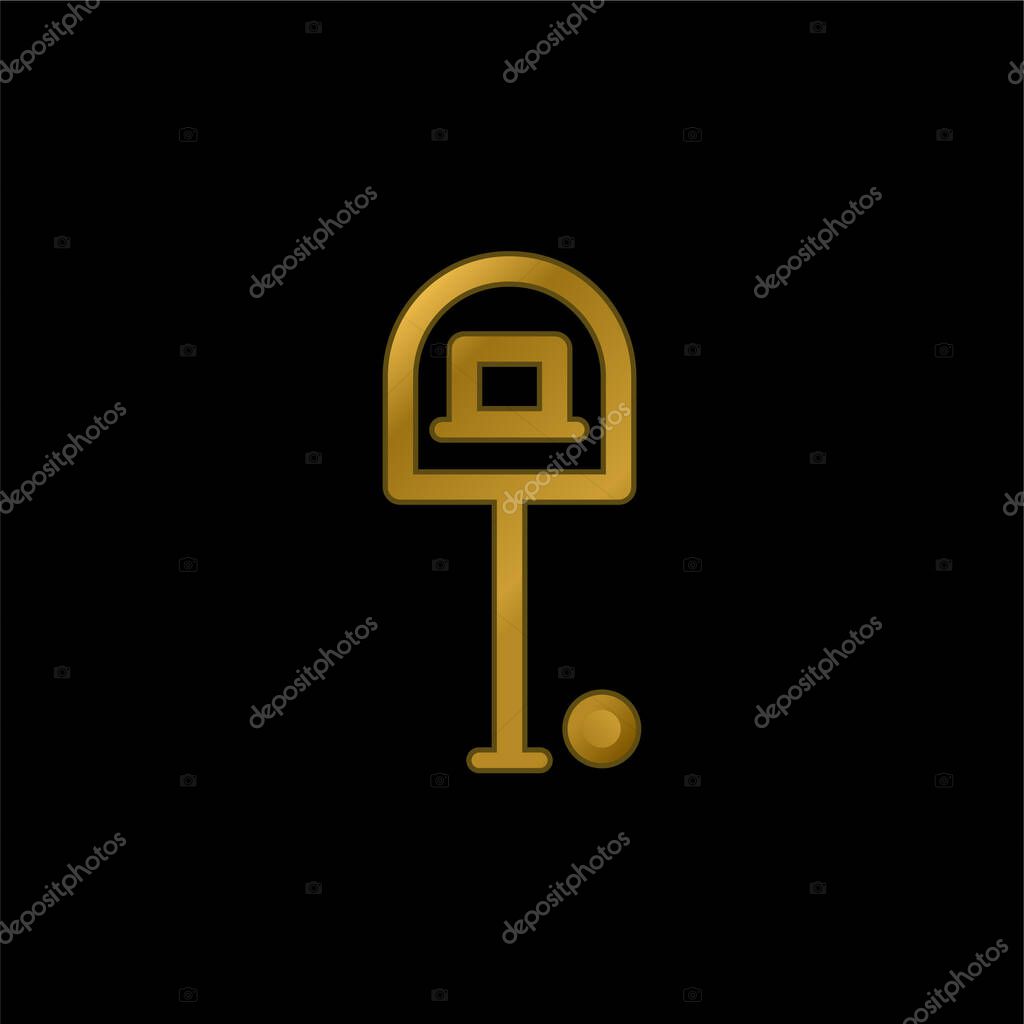 Basketball gold plated metalic icon or logo vector
