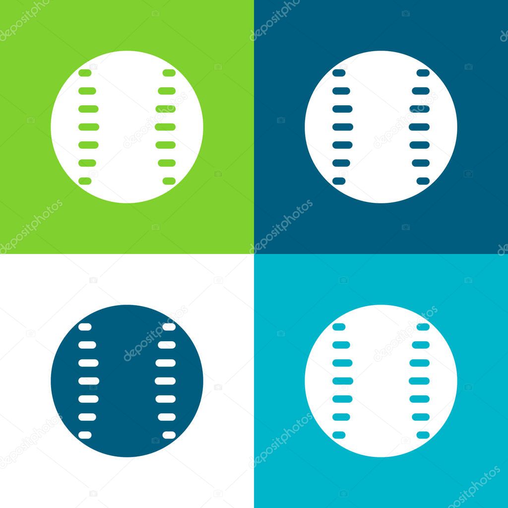 Baseball Flat four color minimal icon set