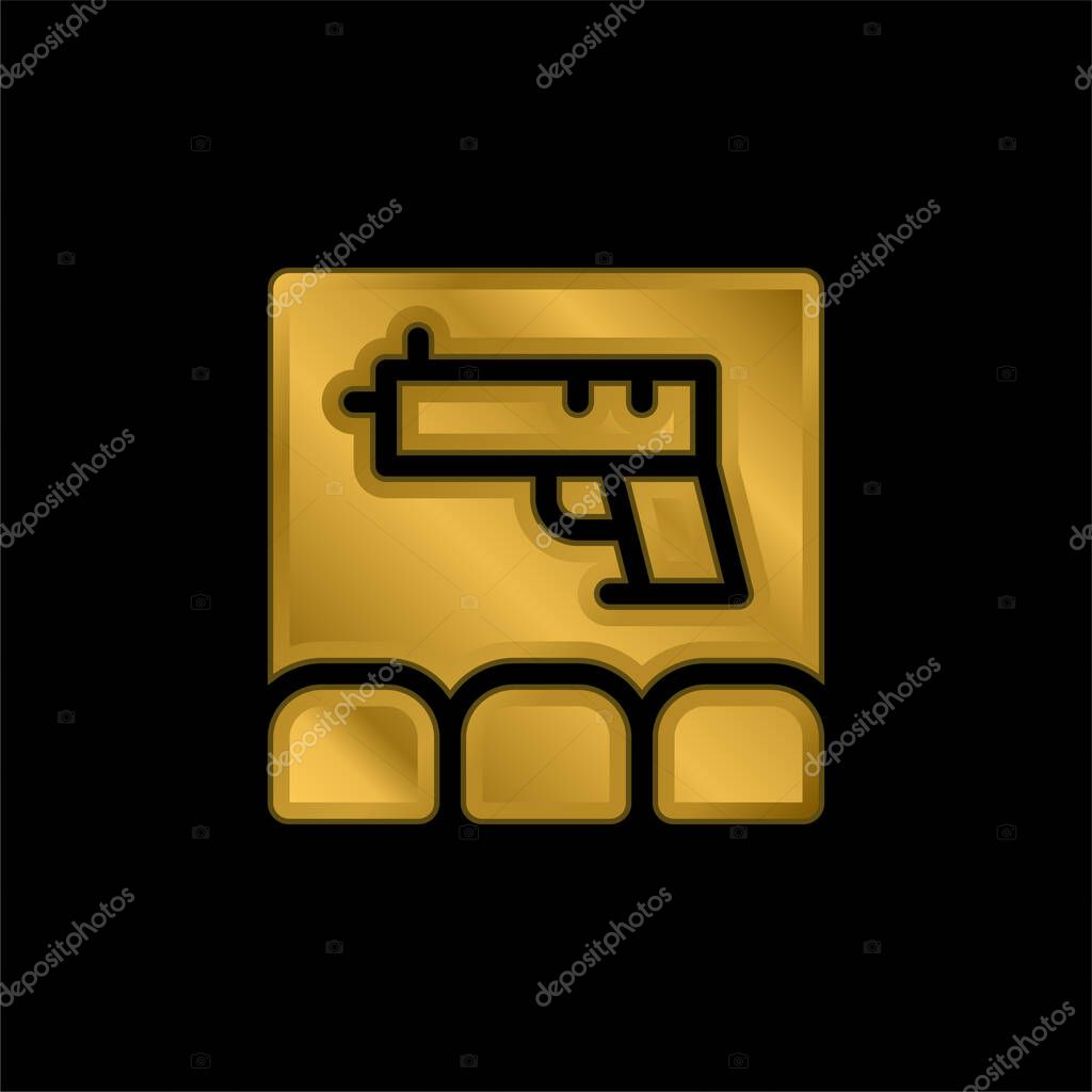 Action Movie gold plated metalic icon or logo vector