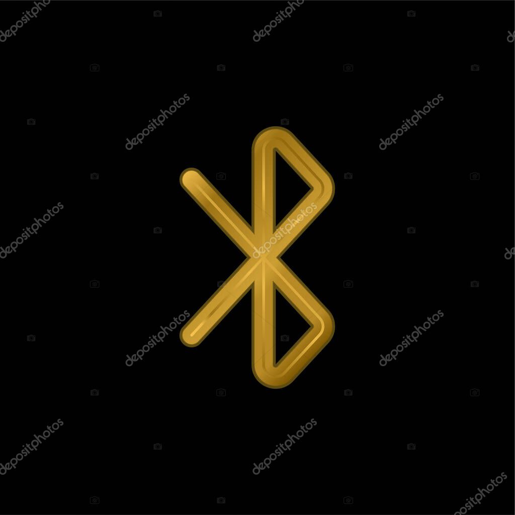 Bluetooth Sign gold plated metalic icon or logo vector