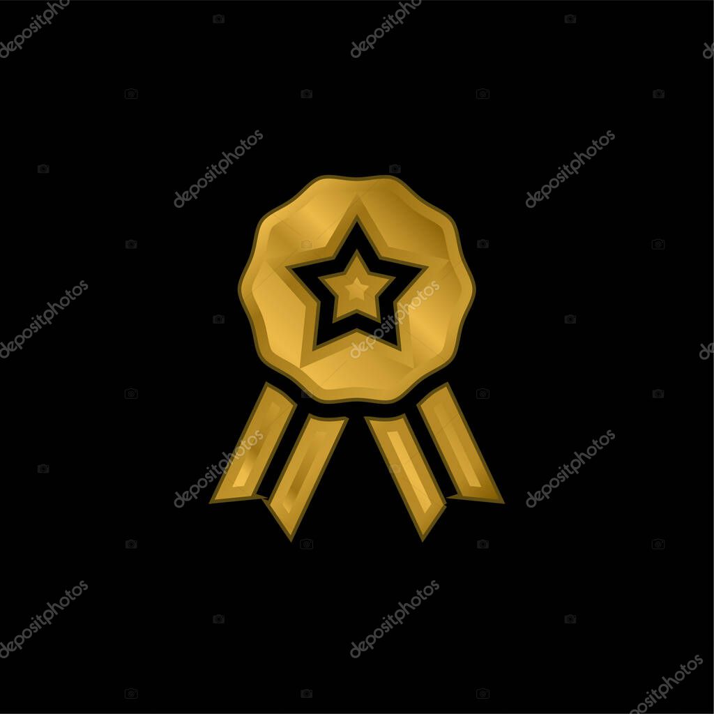 Badge gold plated metalic icon or logo vector