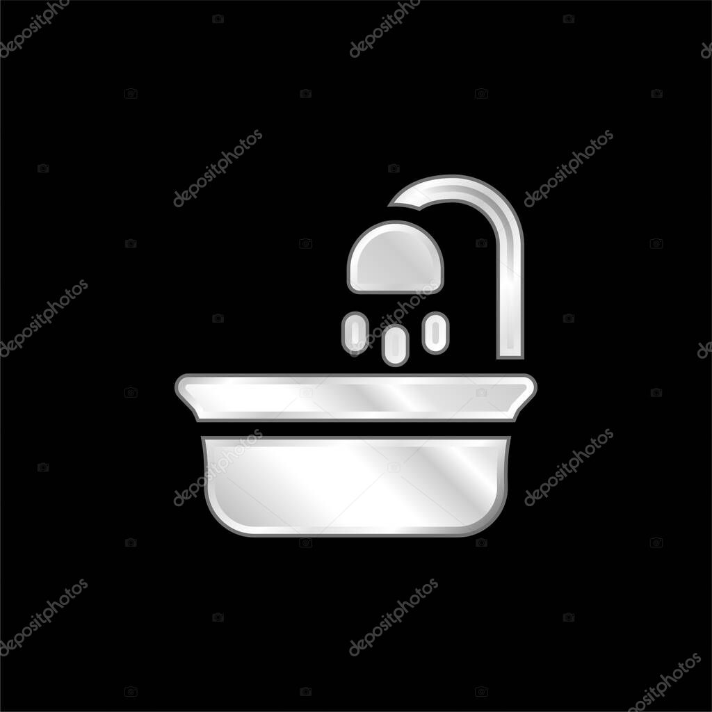 Baby Tub silver plated metallic icon