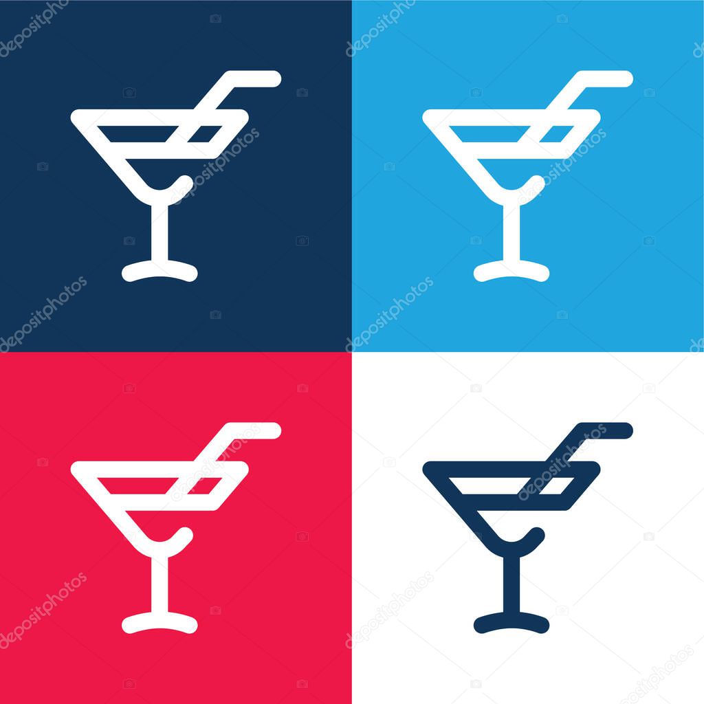 Alcoholic Drink blue and red four color minimal icon set