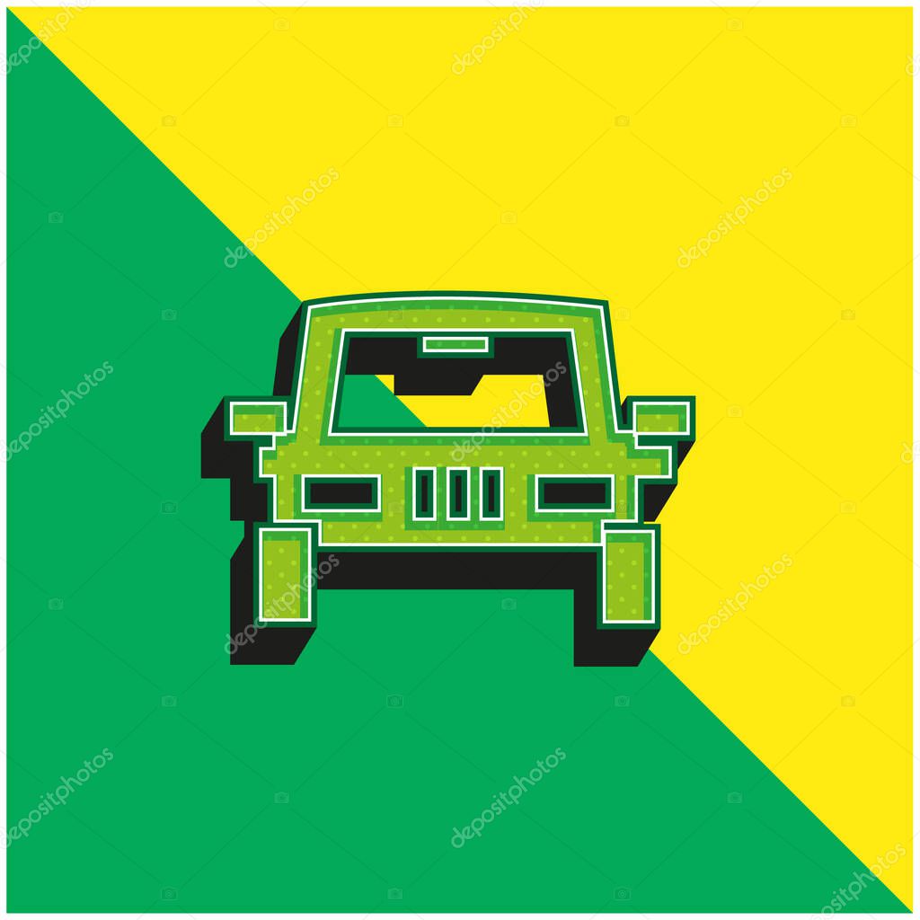 All Terrain Vehicle Green and yellow modern 3d vector icon logo